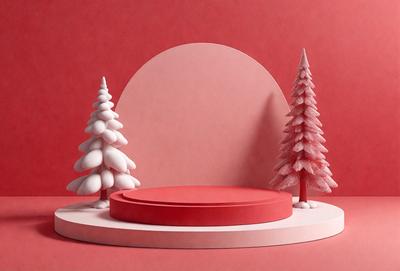 The primary subject of the image is a red surface with a white circle in the center. The setting is a red background with a pinkish hue. The visual style is a combination of digital art and illustration. The colors and mood are predominantly red and pink, creating a warm and inviting atmosphere.